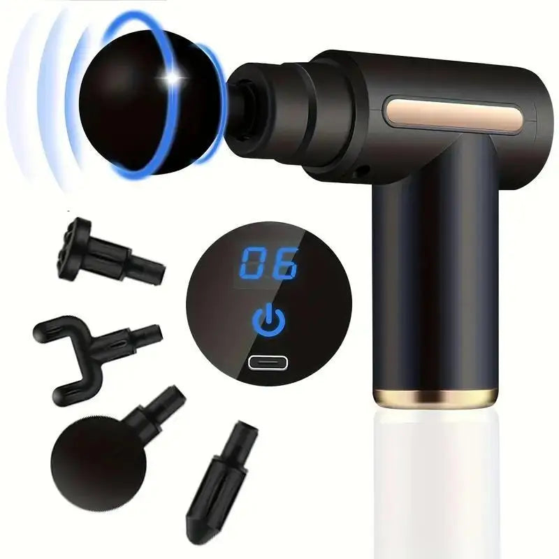 Pistolet de Massage Fascial Portable Écran LED 4 Têtes Recharge Type-C – CLEVI Paris