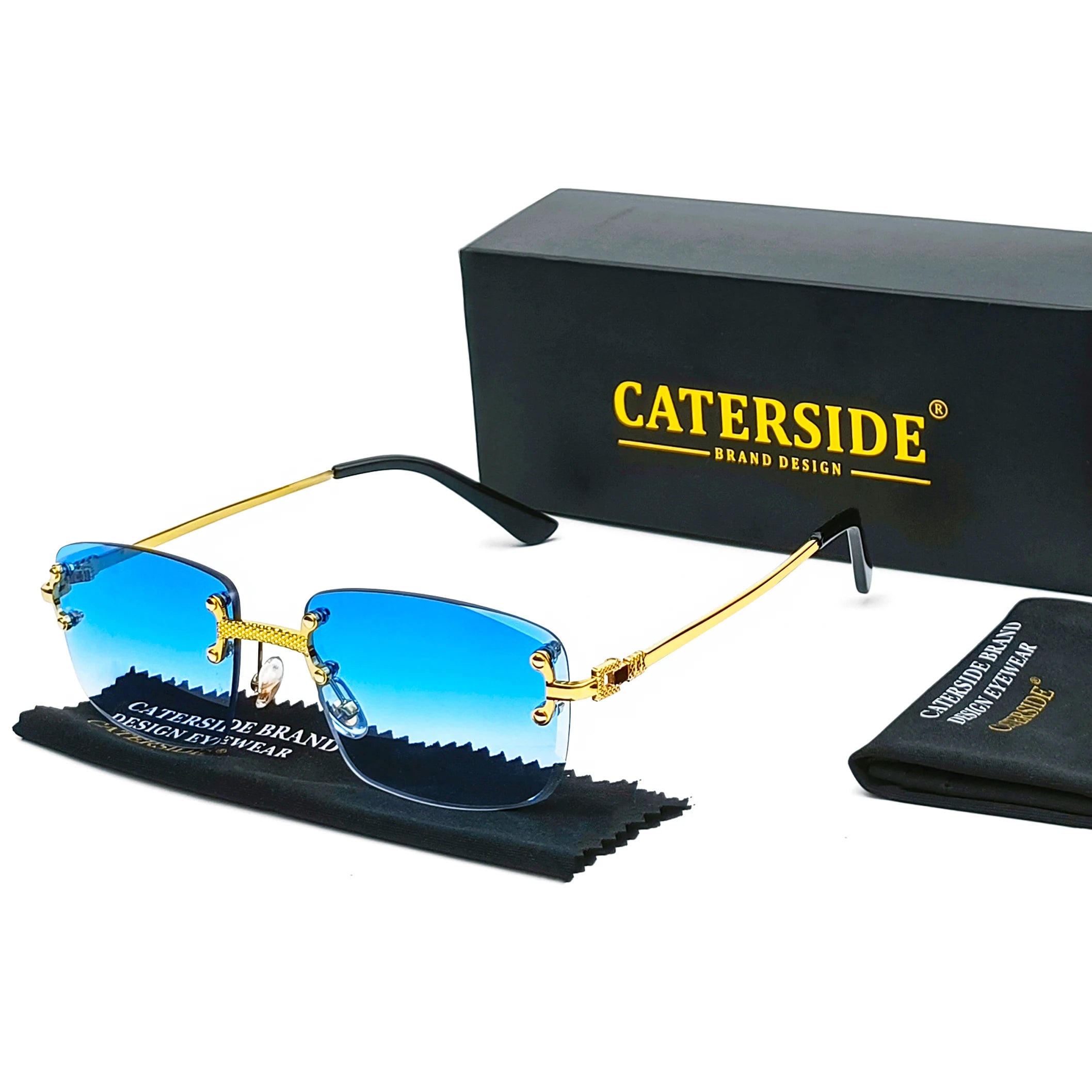 Lunettes de Soleil Rectangulaires Sans Monture Punk CATERSIDE – Verres Dégradés UV400 – CLEVI Paris