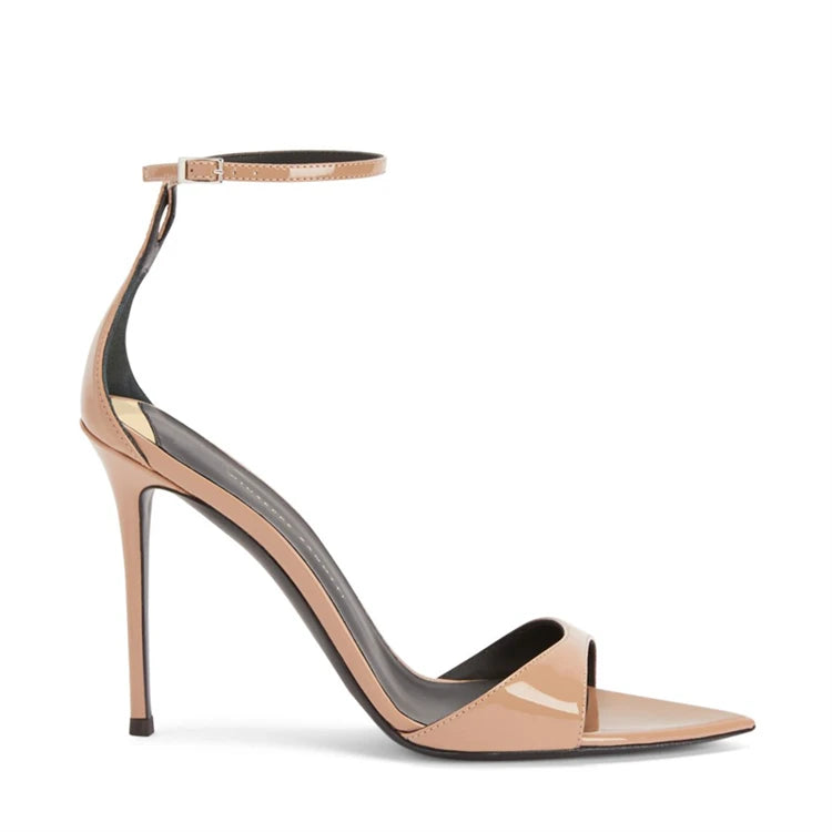Escarpins Talon Aiguille Bout Pointu Bride Femme Cuir Verni – CLEVI Paris