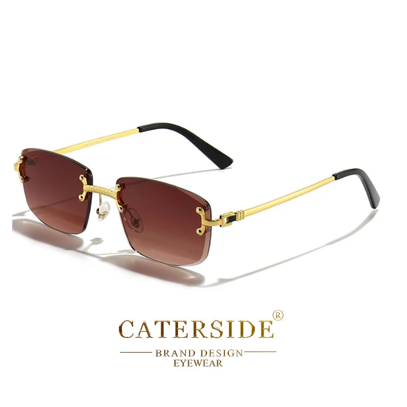Lunettes de Soleil Rectangulaires Sans Monture Punk CATERSIDE – Verres Dégradés UV400 – CLEVI Paris