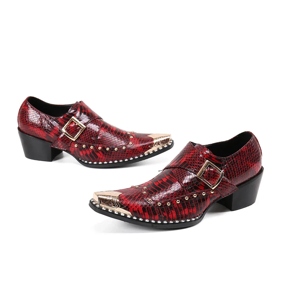 Derby Homme Cuir Véritable Motif Serpent & Rivets – Embout Acier, Bout Pointu, EU 37-48 – CLEVI Paris