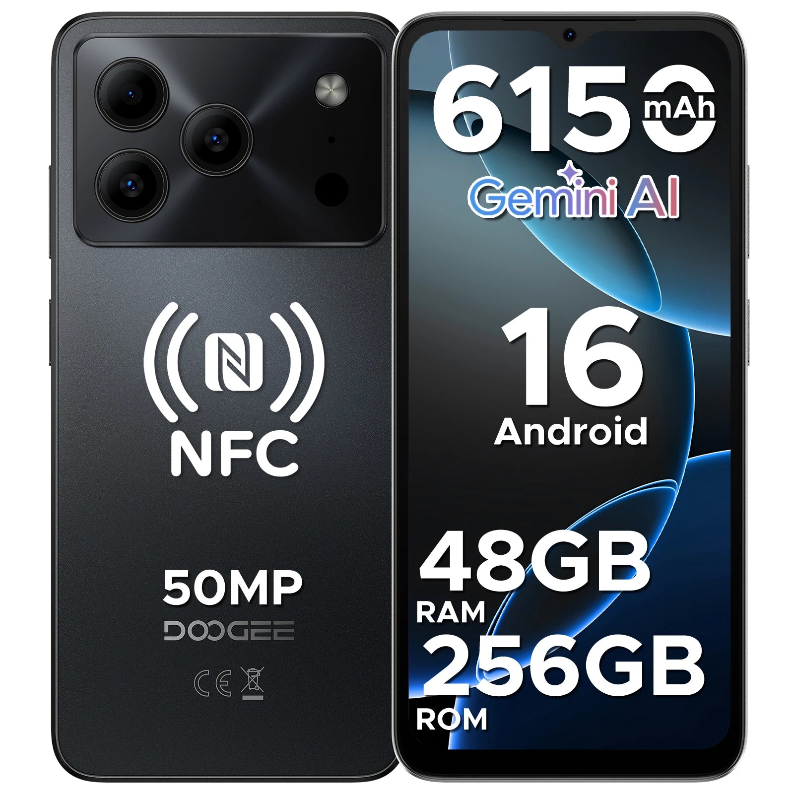 DOOGEE Note56 Plus Smartphone Android 16 Gemini AI 6,56" 90Hz 6150mAh NFC IP68 50MP – CLEVI Paris