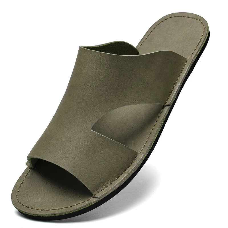 Sandales Homme Été – Cuir PU Semelle EVA Antidérapante, Style Casual Plage | Noir, Kaki ou Marron