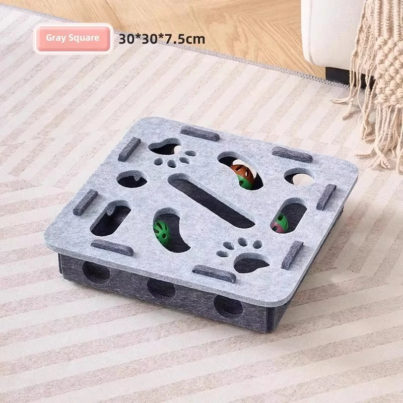 Jouet Puzzle Chat en Feutre | Boîte Interactive avec Balle, Grattoir, Maison de Jeu – CLEVI Paris