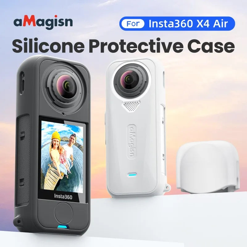 Coque Silicone Yinfonic pour Insta360 X4 Air – Anti-Rayures, Protection Intégrale, Blanc ou Noir – CLEVI Paris