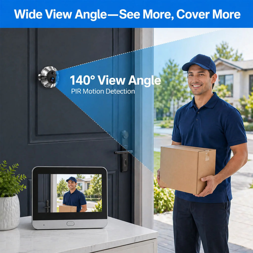 Judas Connecté 5MP avec Moniteur 4,3" – Batterie 5000mAh WiFi Tuya Détection PIR Vision Nocturne – CLEVI Paris