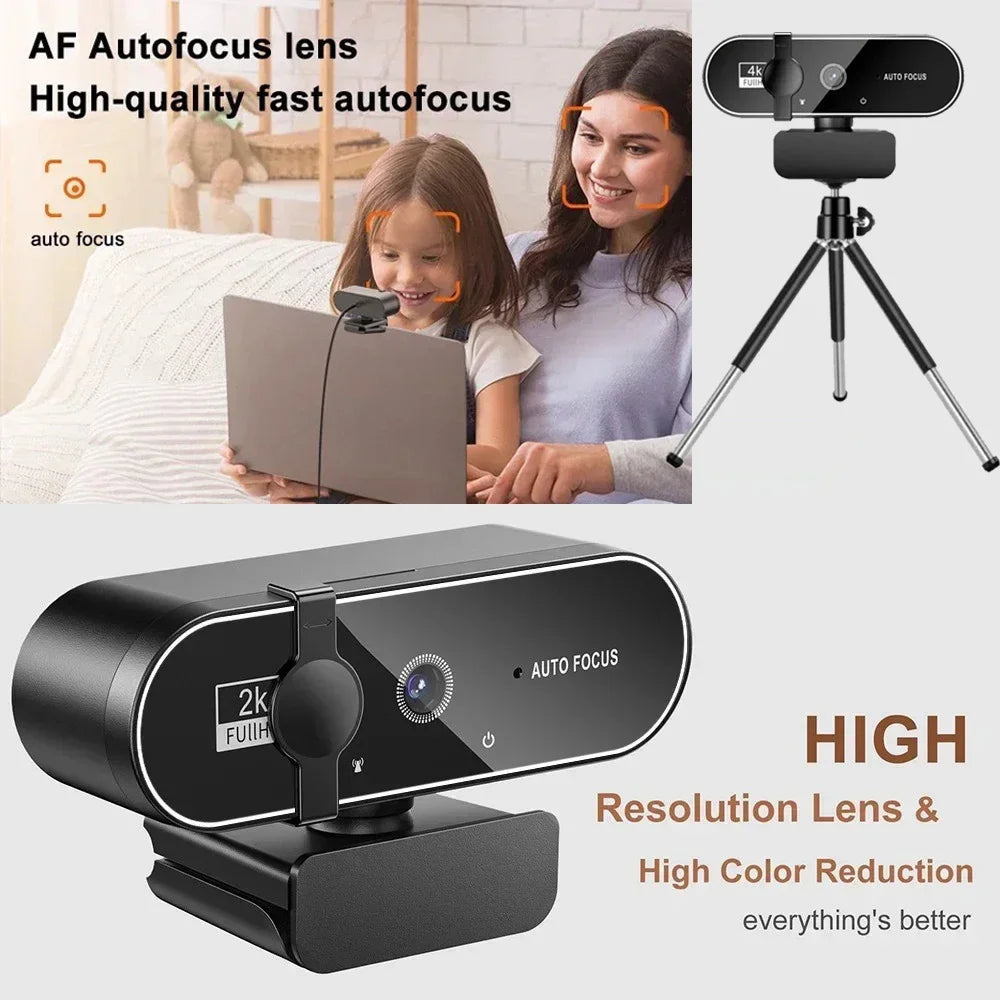 Webcam 4K 2K 1080P Autofocus Micro Intégré USB PC Mac PS5 Streaming – CLEVI Paris