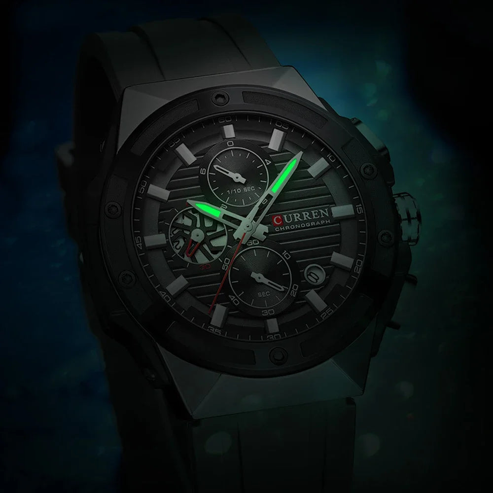 CURREN Montre Quartz Japonais Homme Sport Cadran Créatif Silicone Lumineux 45mm – CLEVI Paris