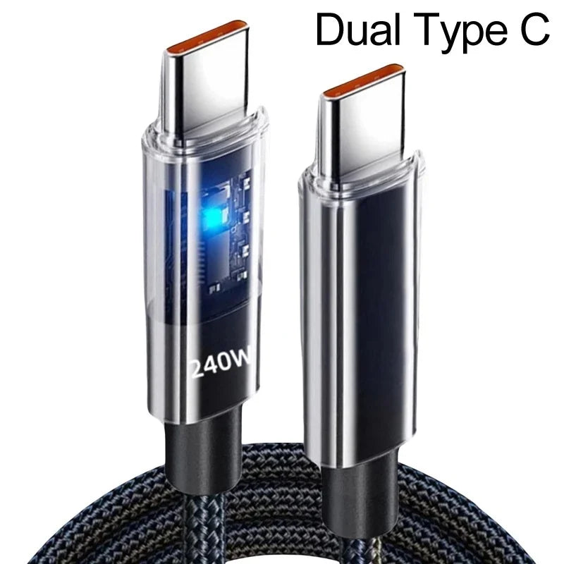 Câble USB-C Nylon 240W Charge Rapide 5A 0,25m à 2m – CLEVI Paris