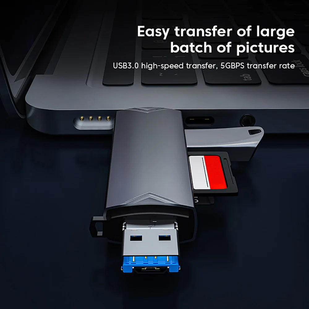Lecteur SD/TF 6-en-1 USB-C/USB-A/Micro USB 5 Gbps – CLEVI Paris