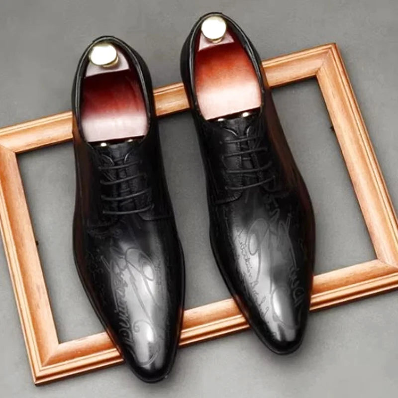 Derby Homme Cuir Véritable Business Mariage Bout Pointu – CLEVI Paris