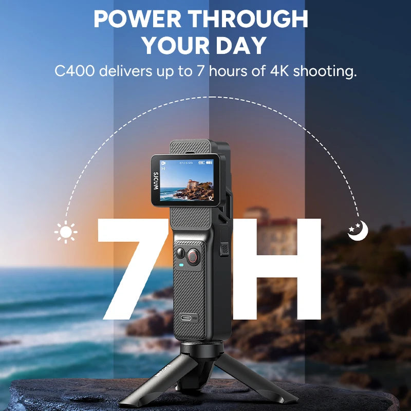 SJCAM C400 Caméra d’Action 4K Double Écran Tactile Gyro 6 Axes – CLEVI Paris