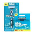 Set Rasoir Gillette Mach 3 Homme – Manche + Lames de Rechange 3 Couches Acier Inoxydable Tête Remplaçable – CLEVI Paris