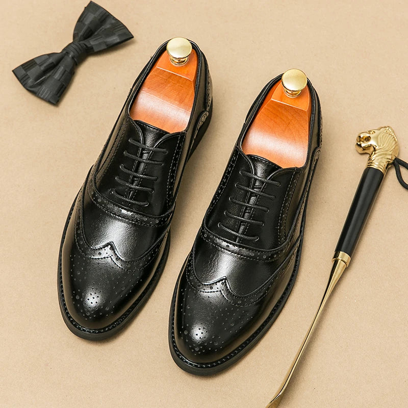 Oxford Cuir Verni Homme Bout Pointu Semelle Caoutchouc Mariage & Business – CLEVI Paris