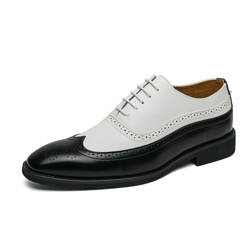 Oxford Brogue Cuir Verni Homme Lacets Business Mariage Bureau – CLEVI Paris