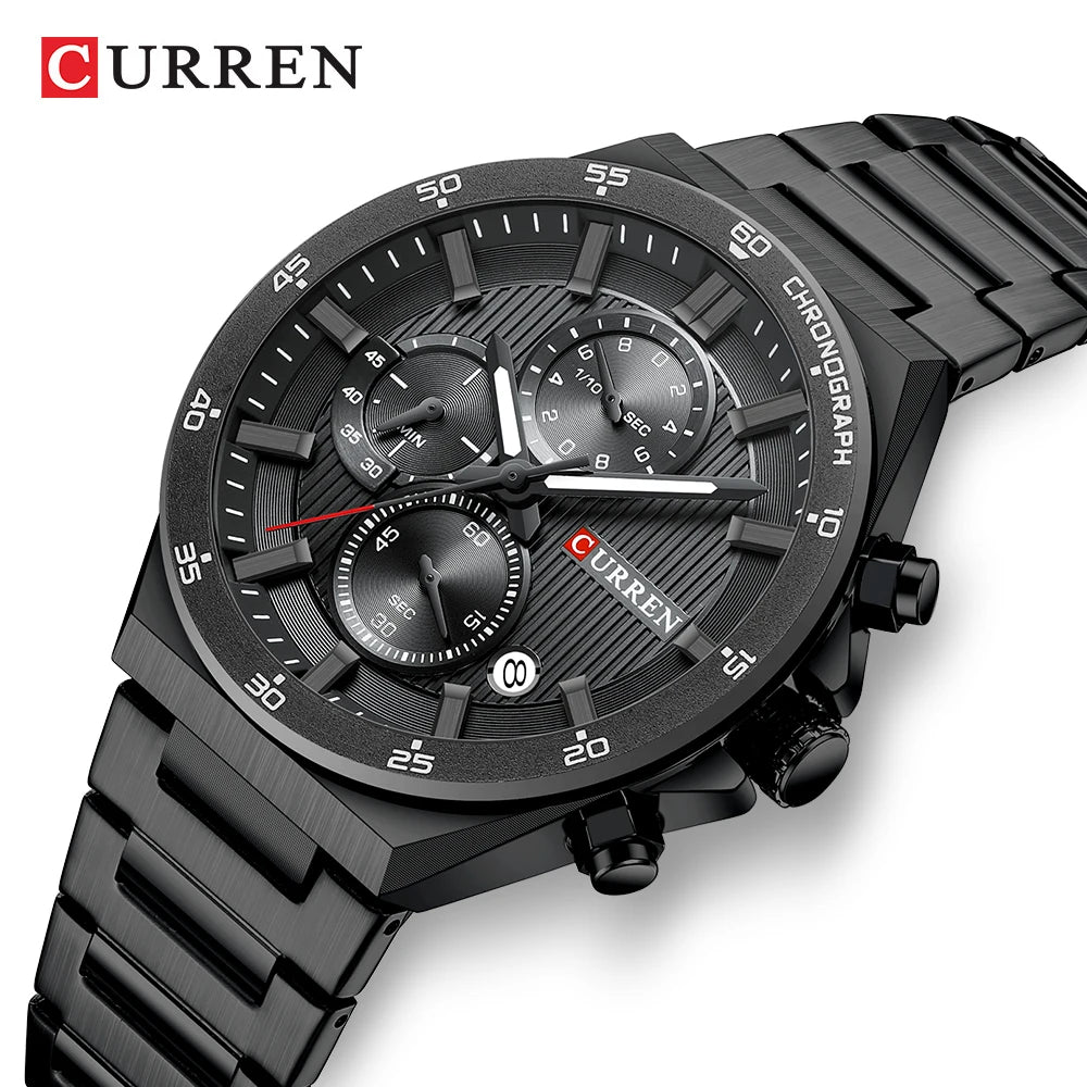 Montre Quartz Homme CURREN CR8481 – Chronographe 43mm, Acier Inoxydable & Aiguilles Lumineuses