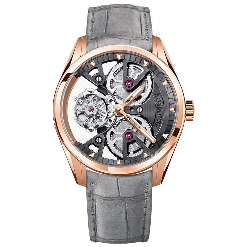 Montre Homme Flying Tourbillon Double Barillet Balancier Libre Design Manta Agelocer Cal.A9301 – CLEVI Paris