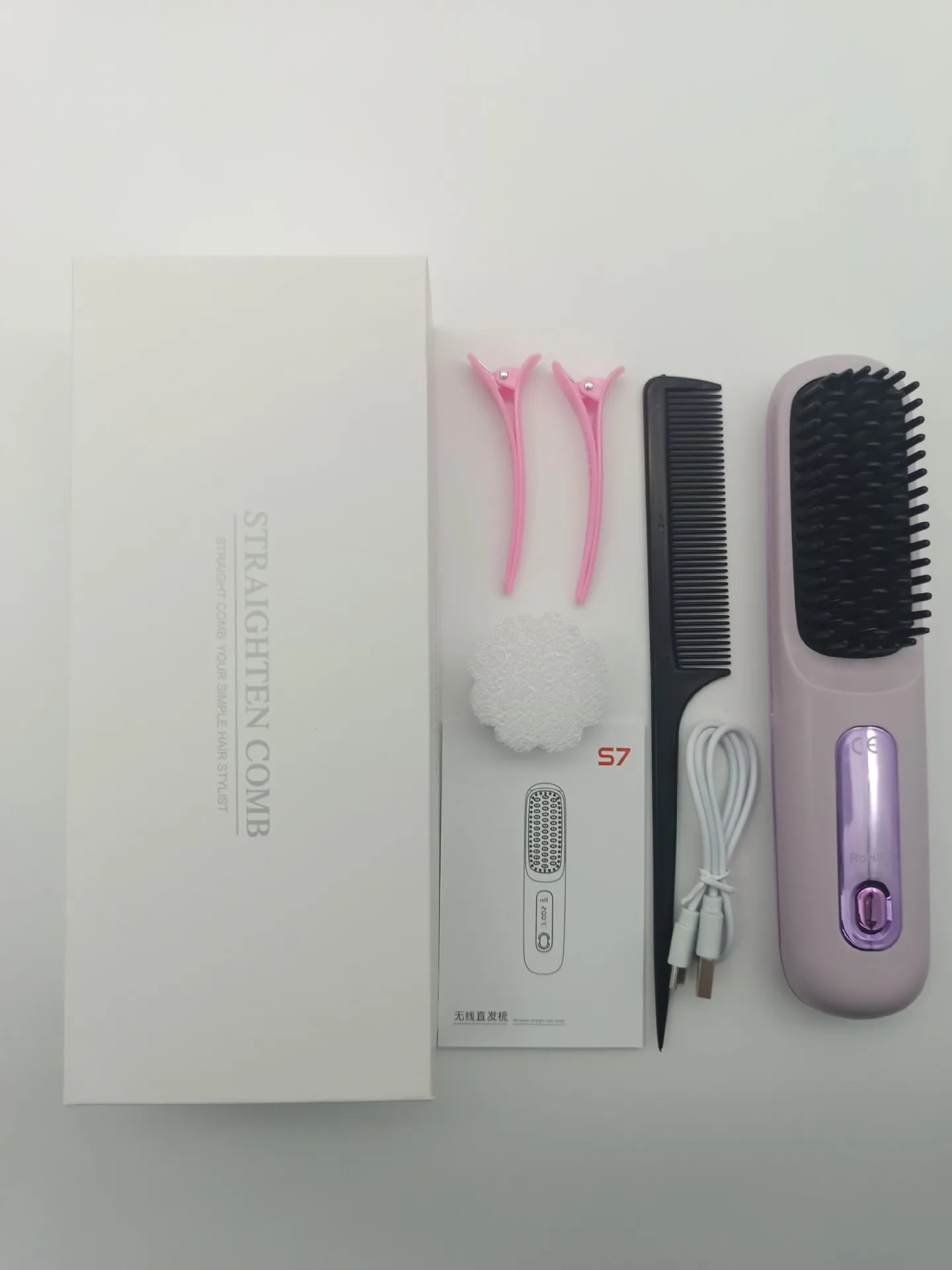 Brosse Lissante Sans Fil Céramique Ionique LED 160-200°C USB-C — CLEVI Paris