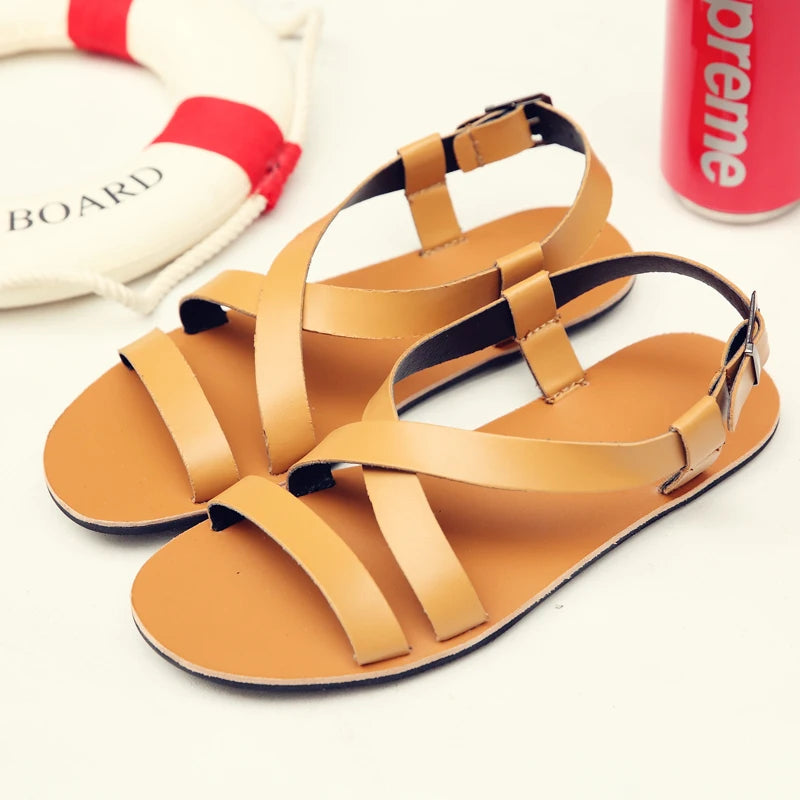 Sandales Romaines Unisexe Style Gladiateur Respirantes Semelle Antidérapante | Blanc, Noir & Marron – CLEVI Paris