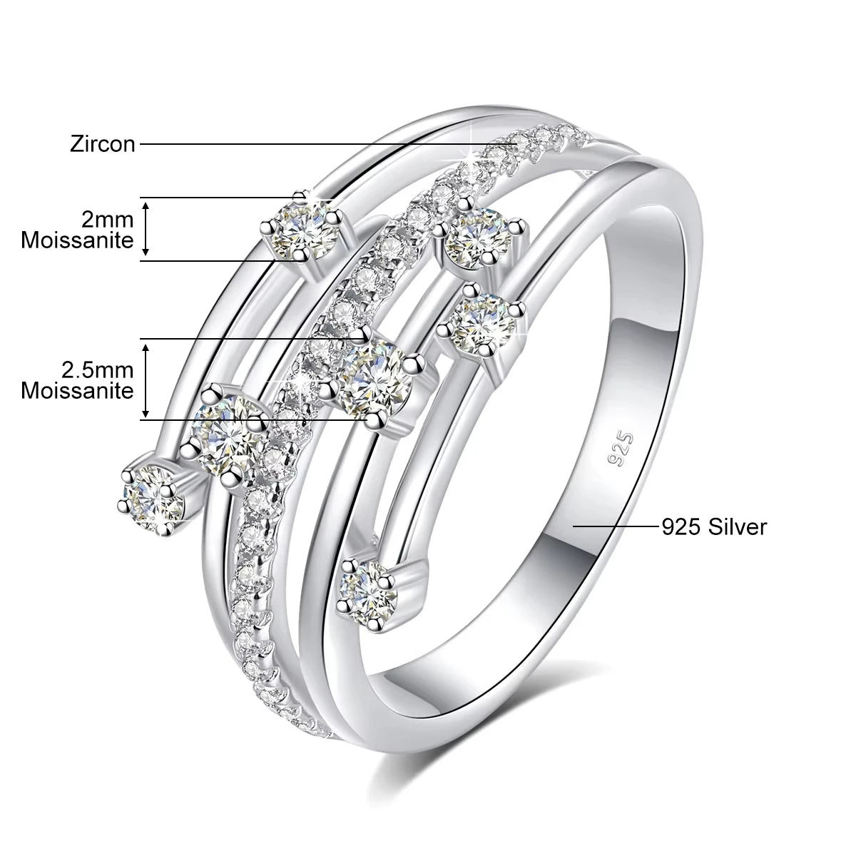 Alliance Moissanite Éternité Argent 925 – CLEVI Paris