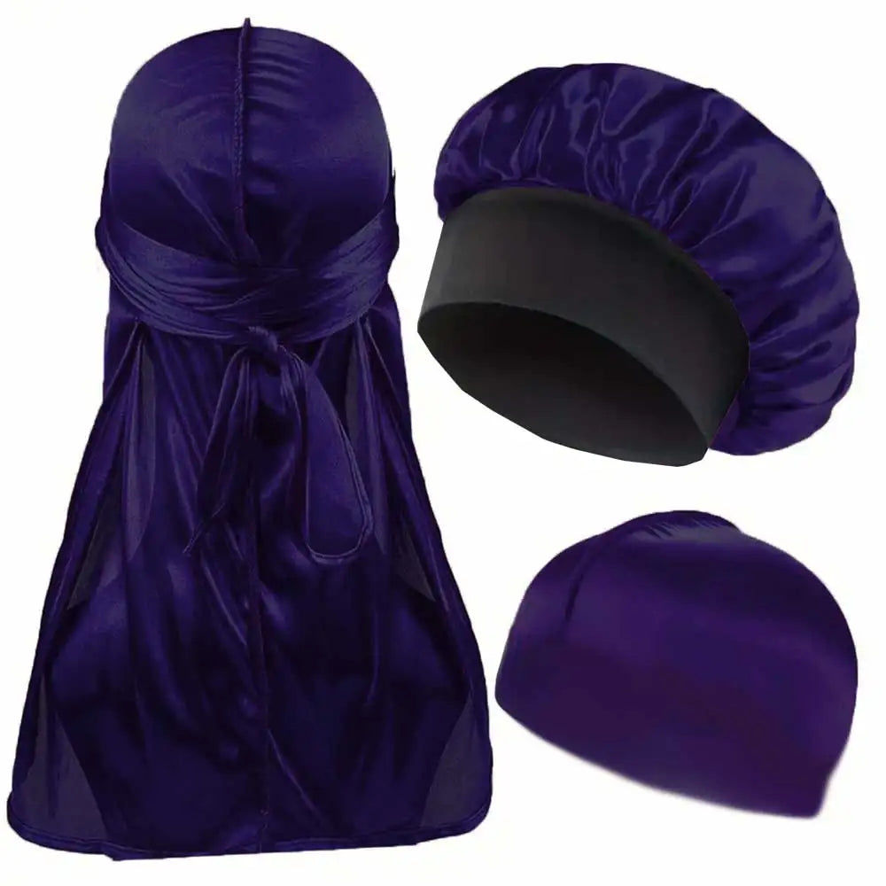 Coffret 3 pièces Durag + Bonnet + Dome Hat Satin — CLEVI Paris