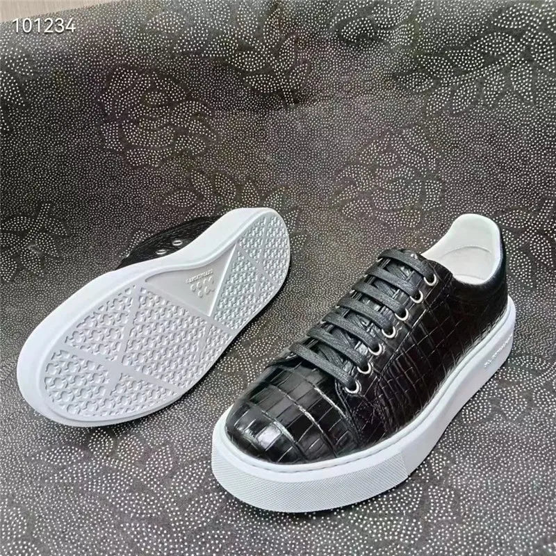 Sneakers Cuir Croco Noir Classique Homme – CLEVI Paris