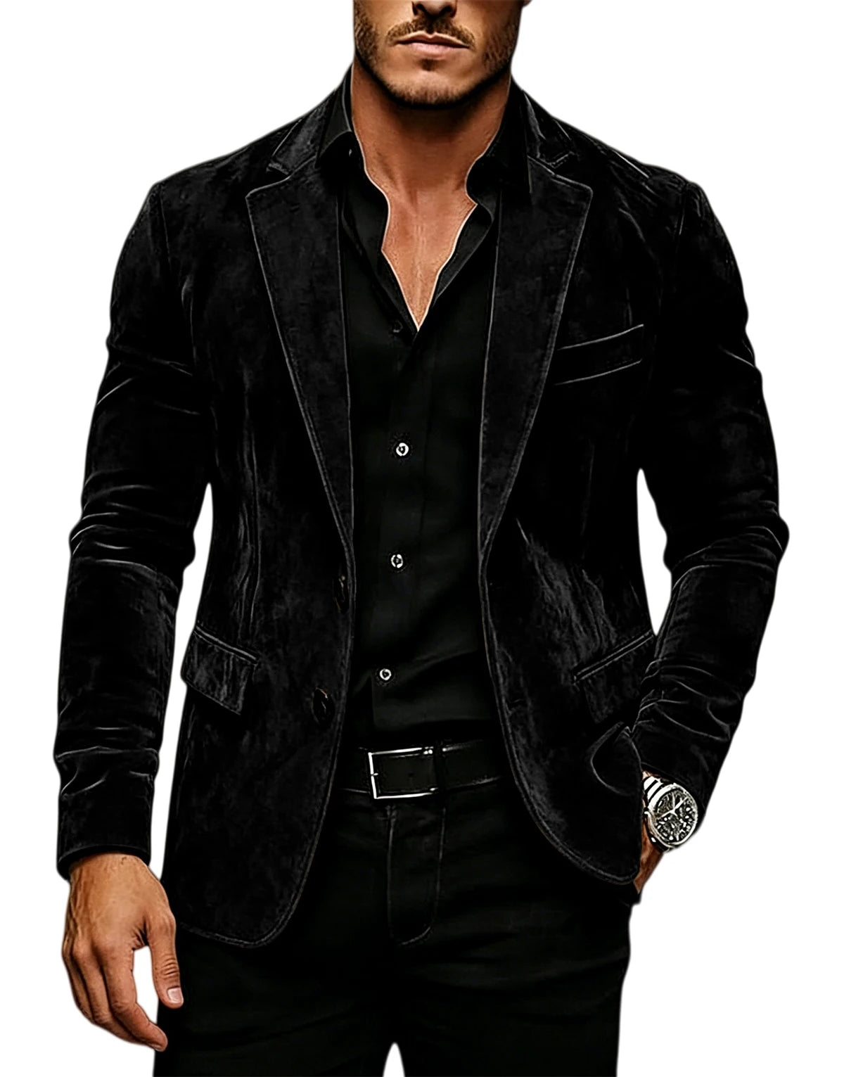Blazer homme en velours effet suédé 2 boutons – CLEVI Paris