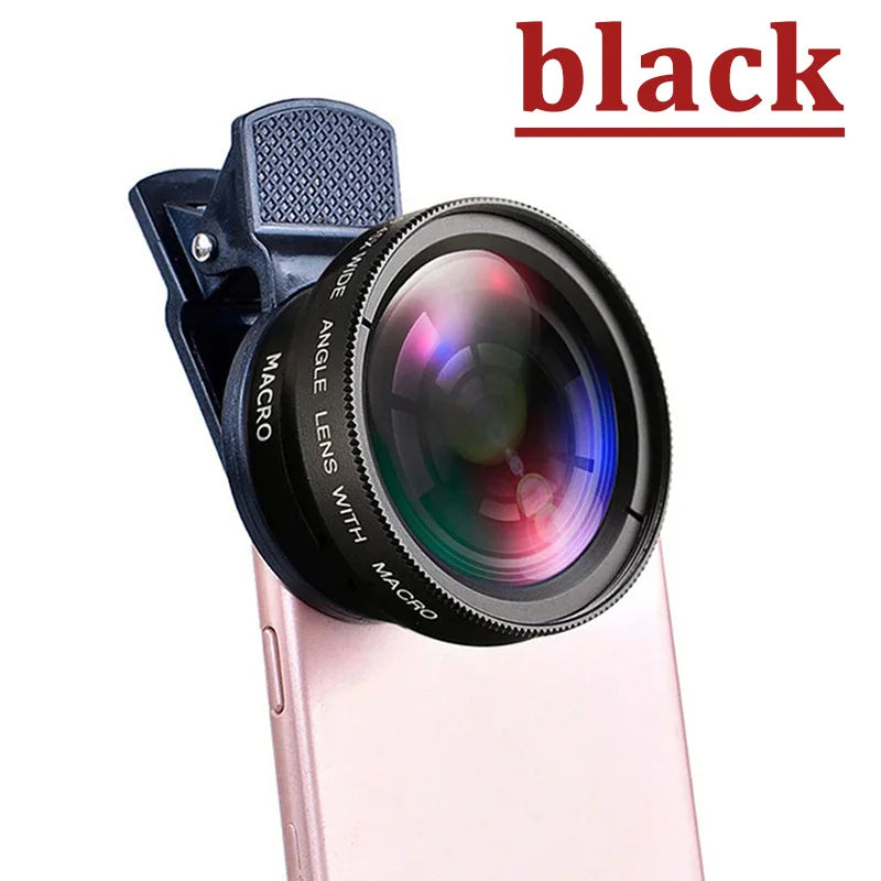 Kit Objectifs 2-en-1 Smartphone – Grand Angle 0,45x & Macro, Clip Universel, Compatible iPhone & Android – CLEVI Paris