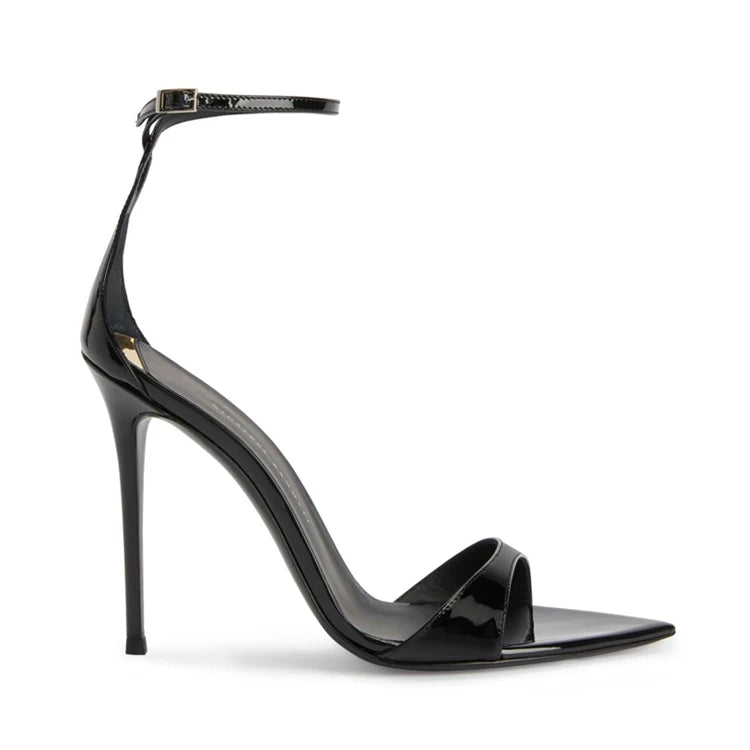 Escarpins Talon Aiguille Bout Pointu Bride Femme Cuir Verni – CLEVI Paris