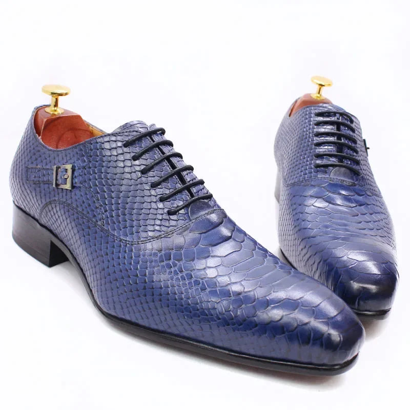 Oxford Homme Cuir Imprimé Peau de Serpent Bout Pointu | Business Mariage US 6-13