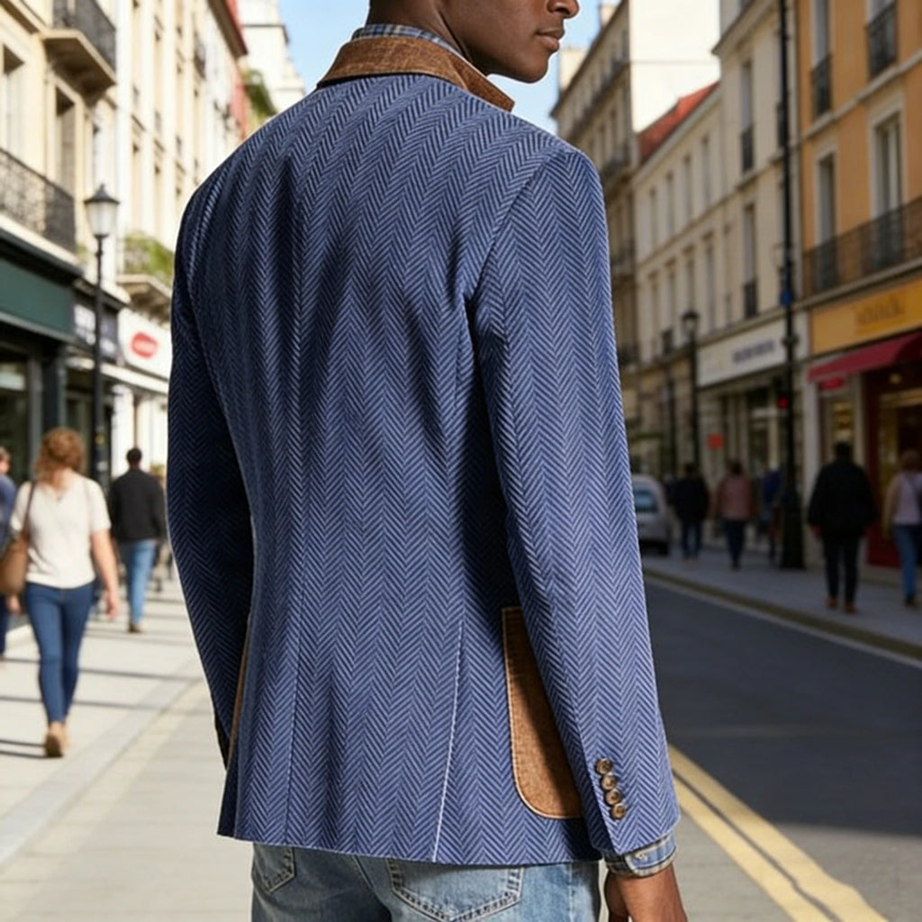Blazer homme à chevrons avec détails façon daim – CLEVI Paris