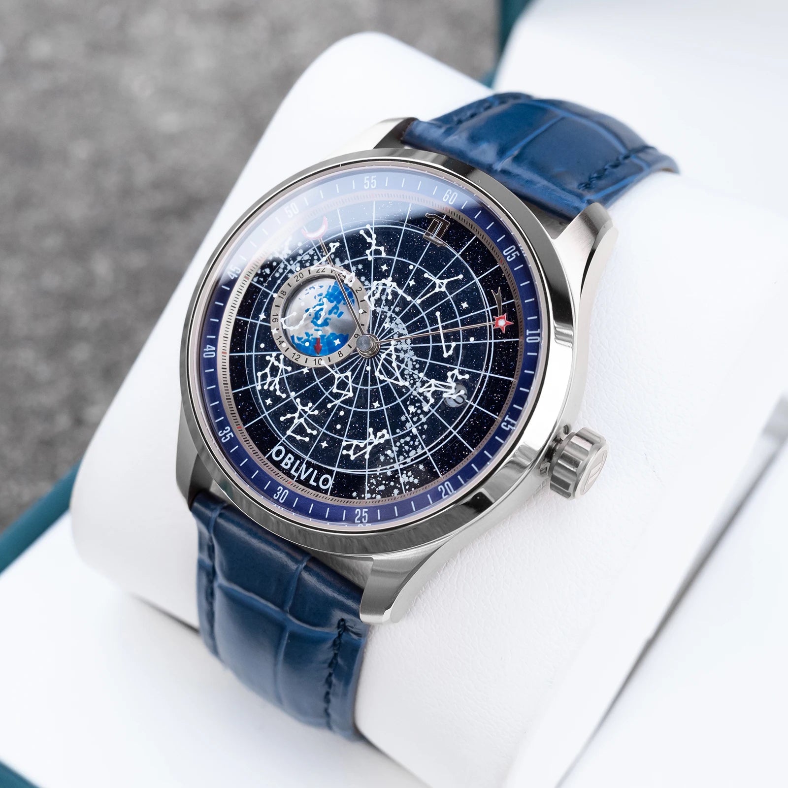 OBLVLO Montre Automatique Homme Luxe Lunette Cristal Cadran Lumineux Cuir 40mm – CLEVI Paris