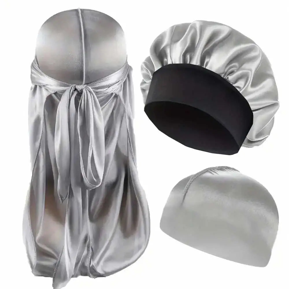 Coffret 3 pièces Durag + Bonnet + Dome Hat Satin — CLEVI Paris