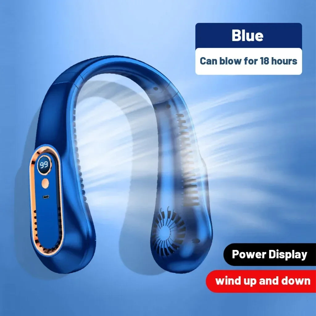 Ventilateur de Cou Sans Lame – Portable Silencieux USB Rechargeable 5 Vitesses Affichage Batterie Sport Bureau – CLEVI Paris