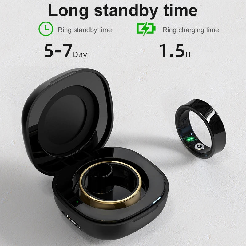 Bague Connectée R09 Smart Ring — Cardio, SpO2, Température, Sommeil, 5ATM, Boîtier de Charge | CLEVI Paris