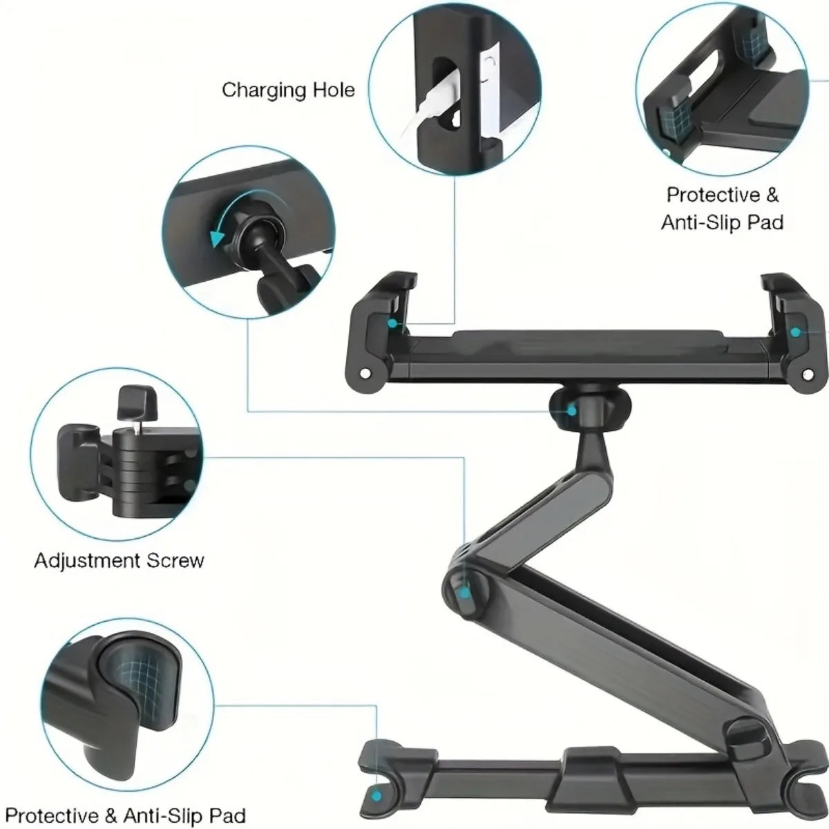 Support Tablette Appuie-Tête Voiture Rotatif 360° — CLEVI Paris