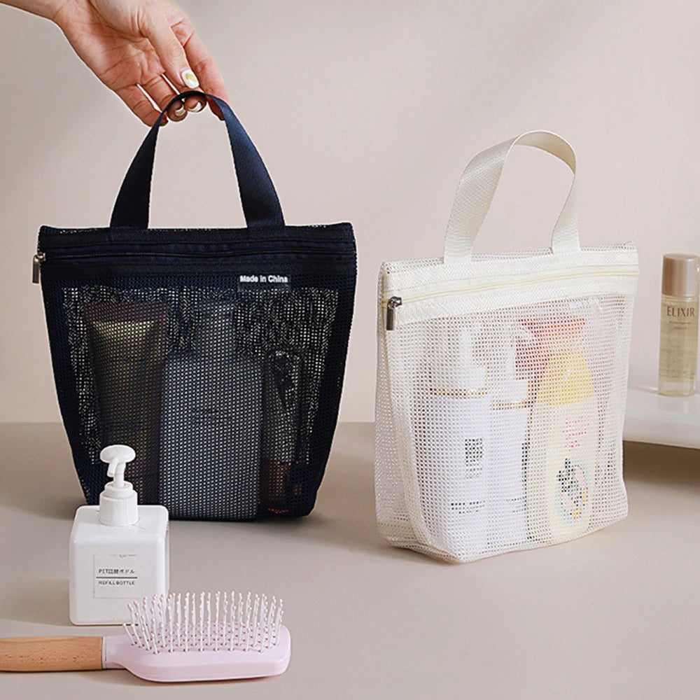 Trousse de Toilette Filet Polyester | Transparente, Respirante, Voyage Salle de Bain Fitness, 2 Coloris – CLEVI Paris