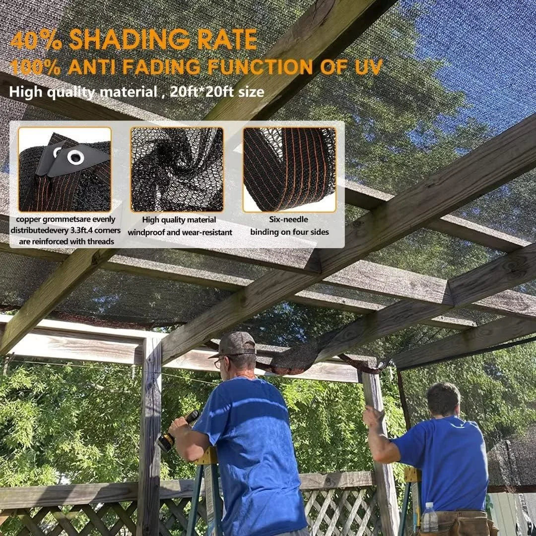 Toile d’Ombrage Noire avec Œillets — Protection Solaire Pergola, Serre & Jardin, 2x2m à 4x10m | CLEVI Paris