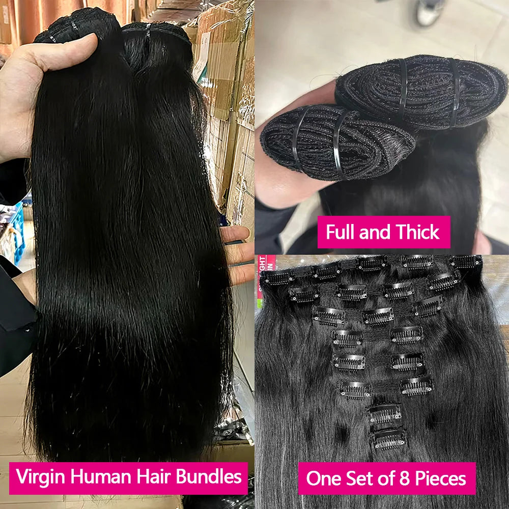 Extensions clip-in lisses, cheveux humains – CLEVI Paris