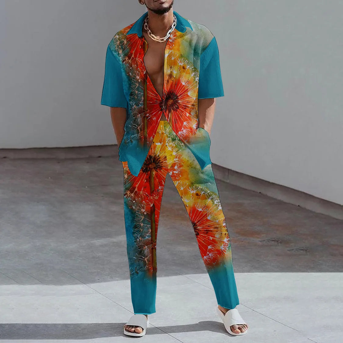 Ensemble 2 Pièces Homme Imprimé 3D Chemise & Pantalon Été – CLEVI Paris