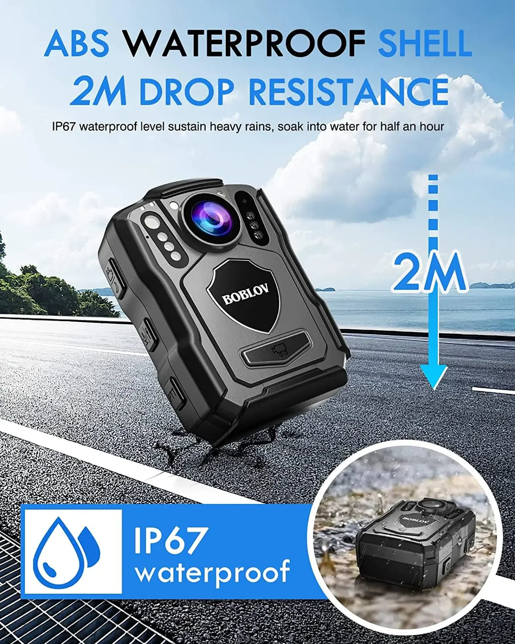 Caméra Corporelle BOBLOV M5 1440P – GPS, IP67, Vision Nocturne & Batterie 4200 mAh – CLEVI Paris