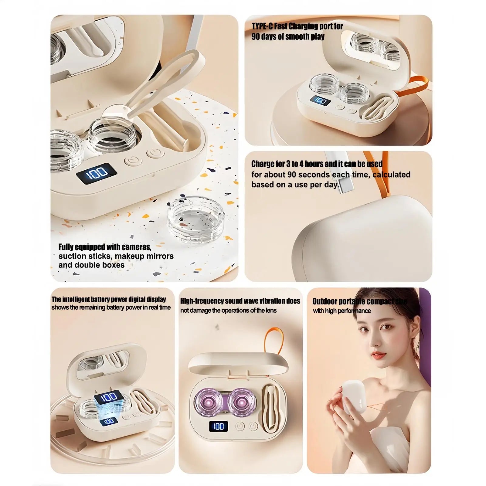 Nettoyeur Ultrasonique Rechargeable pour Lentilles de Contact | Boîtier Portable Type-C | Unisexe – CLEVI Paris