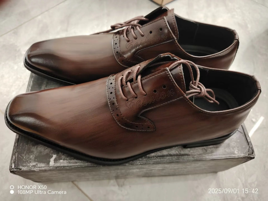 Brogue Oxford Homme Style Britannique Bout Pointu Semelle Épaisse – CLEVI Paris
