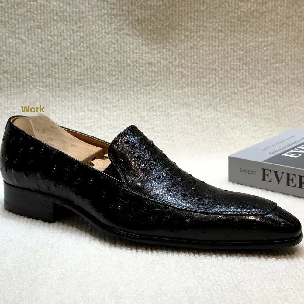 Mocassins Homme Cuir Véritable Bout Pointu Style Autruche Business & Casual – CLEVI Paris