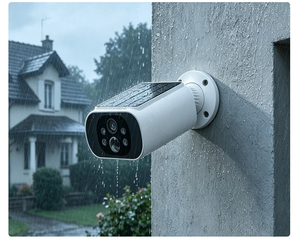 Caméra Surveillance Solaire 2.5K WiFi ALEVIO – IP67, Vision Nocturne Couleur, Détection IA, Alexa