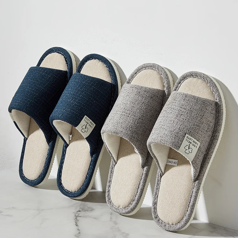Chaussons Intérieur Homme Lin & EVA | Confortables, Respirants, Printemps & Automne, 4 Coloris – CLEVI Paris