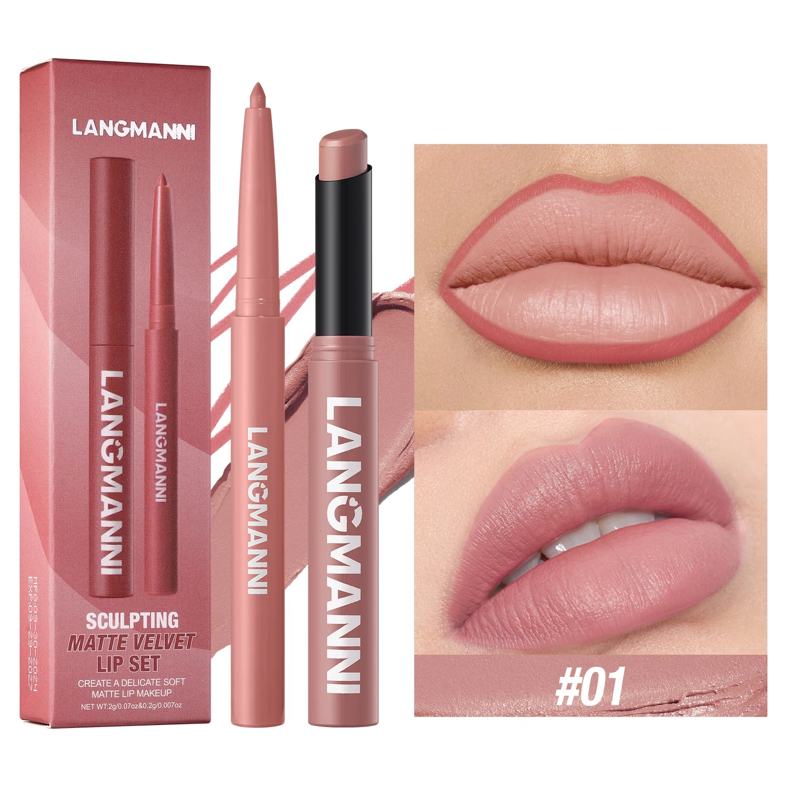 Rouge à Lèvres 2-en-1 Contour & Couleur Imperméable – Longue Tenue Sans Bavure