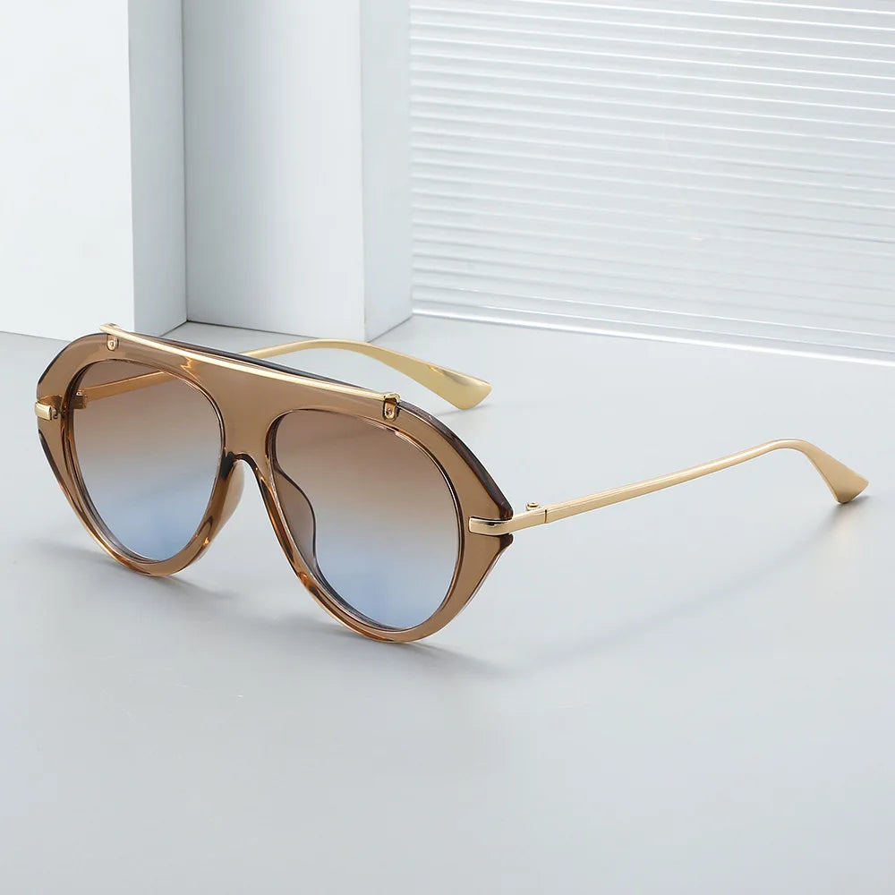 Lunettes de Soleil Oversize Pilot Rétro 70s Monture Métal Dorée UV400 Unisexe – CLEVI Paris