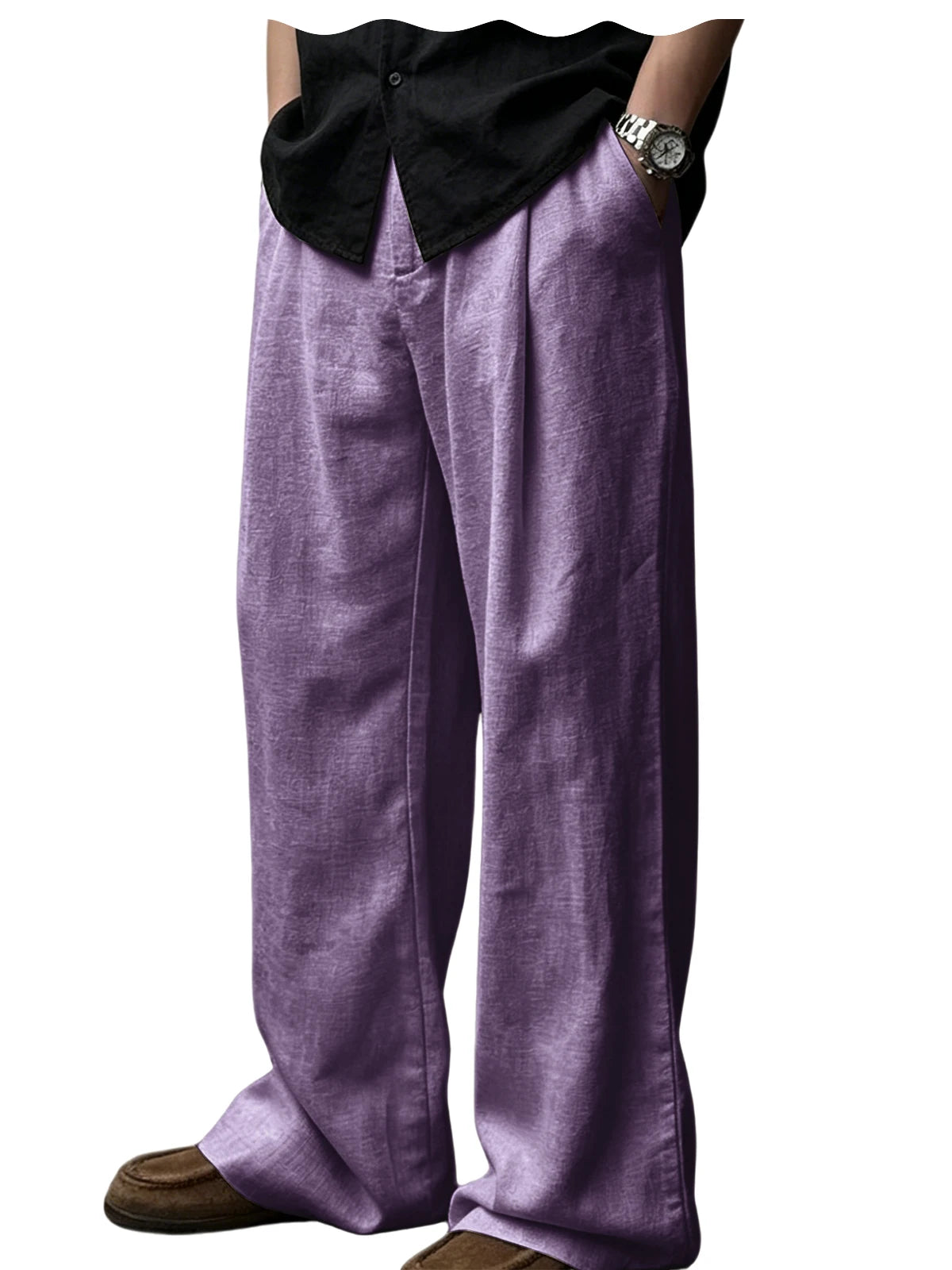 Pantalon homme plissé taille haute jambes larges – CLEVI Paris