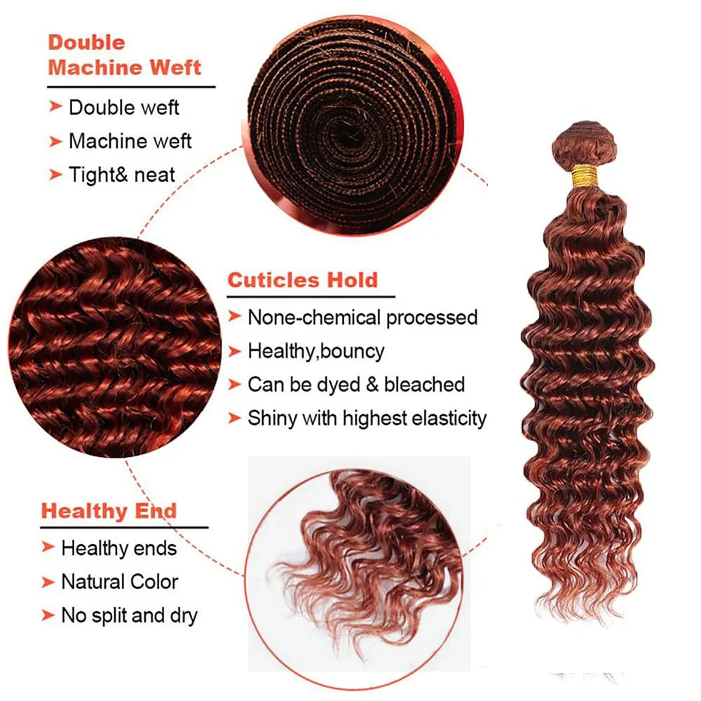 Extensions Deep Wave brun roux, cheveux humains – CLEVI Paris